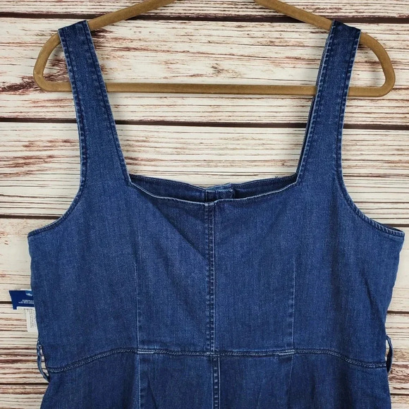 NWT Arizona Jeans Women's XXL Retro Denim Jean Flare Leg Sleeveless Jumpsuit - Picture 8 of 12